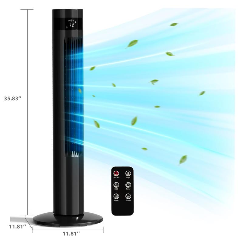 R.W.FLAME 36" Bladeless Tower Fan with Remote 🌀 + Foldable 3-in-1 USB Fan 🎁